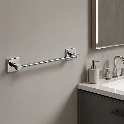 Defne Uzun Havluluk Krom Renk 40cm (101 40) - 1