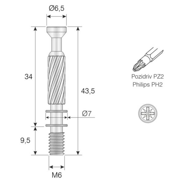 Mesan Msfix Mili M6 9,5 x 34mm (102-02-64-403) - 2