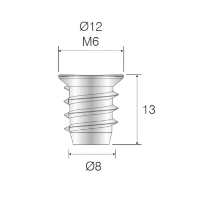 Mesan Ø8 x 13 M6 Metal Dübel (102-04-04-413) - 2