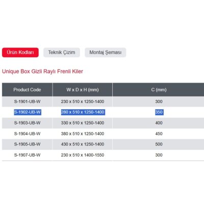 Starax 125-140 35 cm Gizli Raylı Frenli Kiler-Unique Box-Beyaz (S-1902-UB-W) - 3