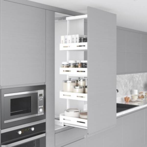 Starax 125-140 35 cm Gizli Raylı Frenli Kiler-Unique Box-Beyaz (S-1902-UB-W) - 1