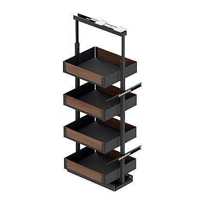 Starax Frenli Gizli Raylı 6 Sepetli Kiler 185-200 35 cm Unique Wood Antrasit (S-1926-UW-A) - Starax (1)