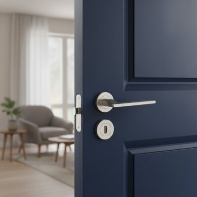 Sese Defne Modeli Rozetli Oda Kapı Kolu Inox Renk (200-212R-01-53) - Sese