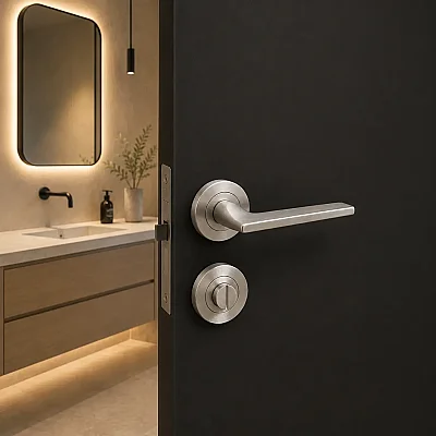 Sese Defne Modeli Rozetli Wc Kapı Kolu Inox Renk (200-212R-02-53) - 1