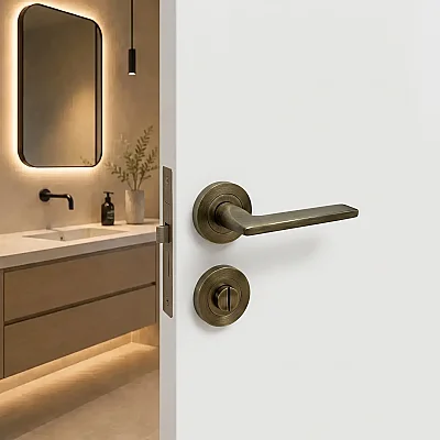 Sese Defne Modeli Rozetli Wc Kapı Kolu Antik Renk (200-212R-02-94) - 1