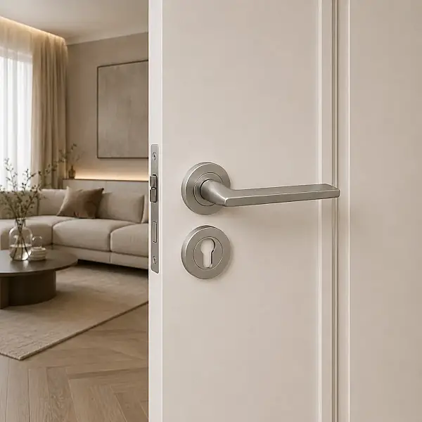 Sese Defne Modeli Yale Rozetli Dış Kapı Kolu Inox Renk (200-212R-03-53) - 1