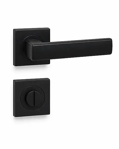 Sese Jale Modeli Rozetli Wc Kapı Kolu Siyah Renk (200-213R-02-02) - 2