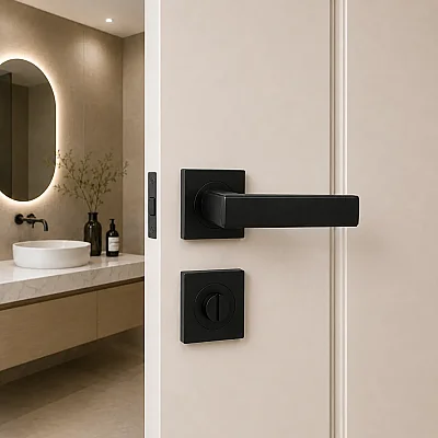 Sese Jale Modeli Rozetli Wc Kapı Kolu Siyah Renk (200-213R-02-02) - 1