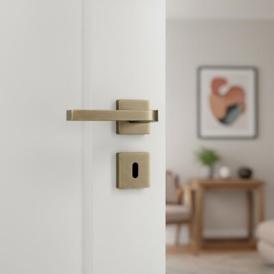 Sese Aysu Modeli Rozetli Oda Kapı Kolu Antik Sarı (200-241R-01-94) - Sese