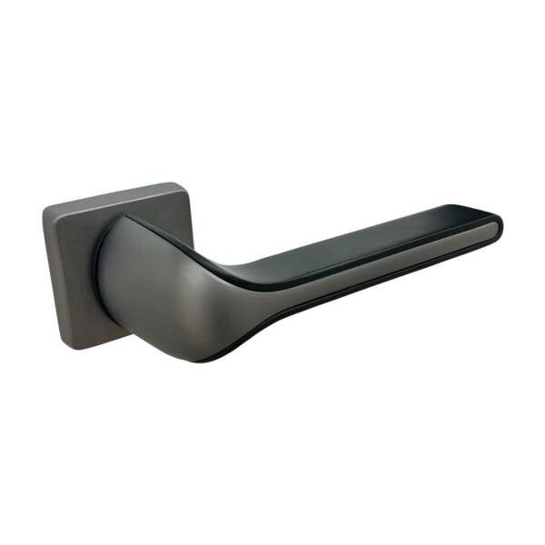 Sese Alev Modeli Kare Rozetli Wc Kapı Kolu Siyah/Antrasit Renk (200-259R-02-02/54) - 2