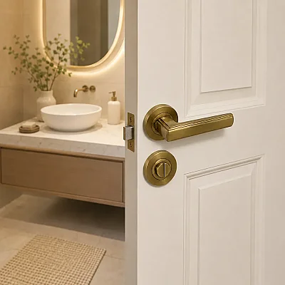 Sese Sara Modeli Yuvarlak Rozetli Wc Kapı Kolu Altın Renk (200-260R-02-05) - 1