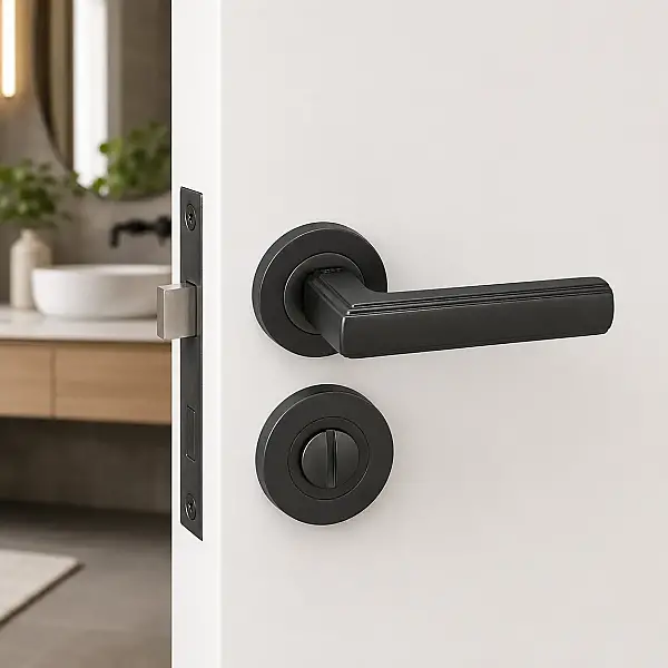 Sese Sara Modeli Yuvarlak Rozetli Wc Kapı Kolu Antrasit Renk (200-260R-02-54) - 1