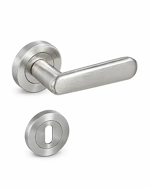 Sese Esin Modeli Yuvarlak Rozetli Oda Kapı Kolu Inox Renk (200-261R-01-53) - 2
