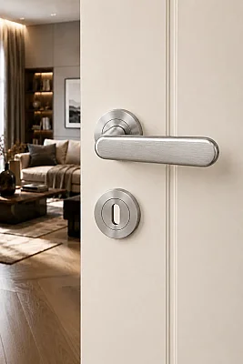 Sese Esin Modeli Yuvarlak Rozetli Oda Kapı Kolu Inox Renk (200-261R-01-53) - Sese (1)
