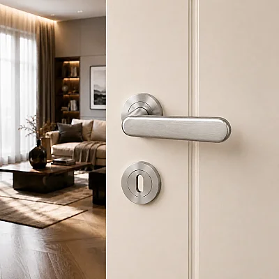Sese Esin Modeli Yuvarlak Rozetli Oda Kapı Kolu Inox Renk (200-261R-01-53) - 1
