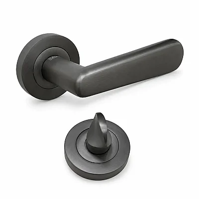 Sese Esin Modeli Yuvarlak Rozetli Wc Kapı Kolu Antrasit Renk (200-261R-02-54) - Sese (1)