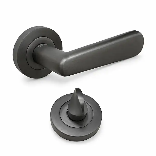 Sese Esin Modeli Yuvarlak Rozetli Wc Kapı Kolu Antrasit Renk (200-261R-02-54) - 2