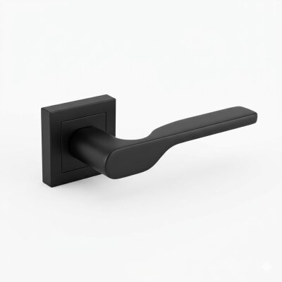 Sese Veroni Modeli Kare Rozetli Oda Kapı Kolu Siyah Renk (200-94R-01-02) - Sese (1)