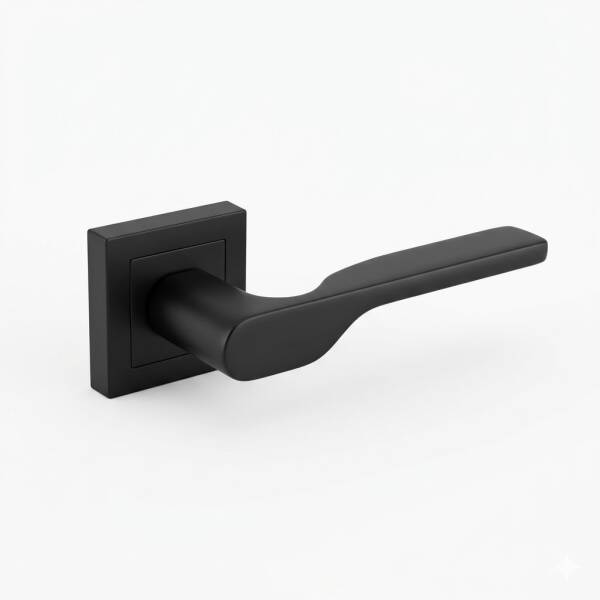 Sese Veroni Modeli Kare Rozetli Oda Kapı Kolu Siyah Renk (200-94R-01-02) - 2