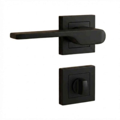 Sese Veroni Modeli Kare Rozetli Wc Kapı Kolu Siyah Renk (200-94R-02-02) - Sese