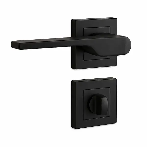Sese Veroni Modeli Kare Rozetli Wc Kapı Kolu Siyah Renk (200-94R-02-02) - 2