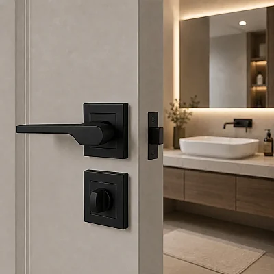 Sese Veroni Modeli Kare Rozetli Wc Kapı Kolu Siyah Renk (200-94R-02-02) - 1