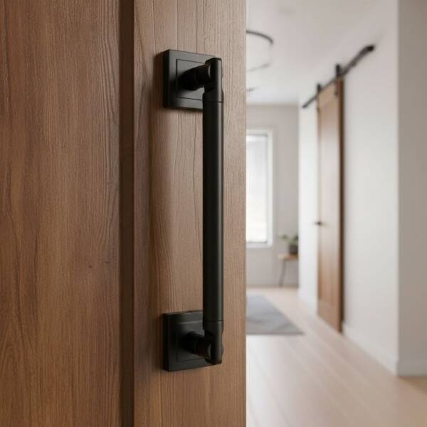 Sese Kare Rozetli Çekme Kapı Kolu Siyah Kol 25cm Ekonomik (202-03-25-02K) - 1