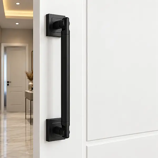 Sese Kare Rozetli Çekme Kapı Kolu Siyah Kol 25cm Ekonomik (202-03-25-02K) - 1
