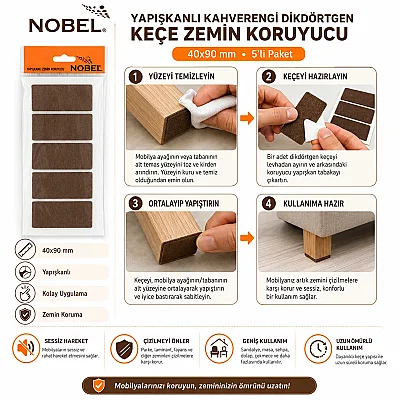 Nobel 4x9cm Kahverengi Keçe (TAP105) - Sese (1)