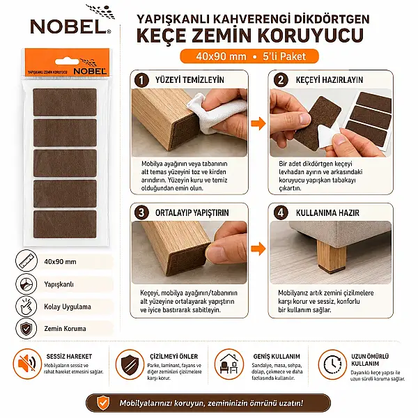 Nobel 4x9cm Kahverengi Keçe (TAP105) - 2