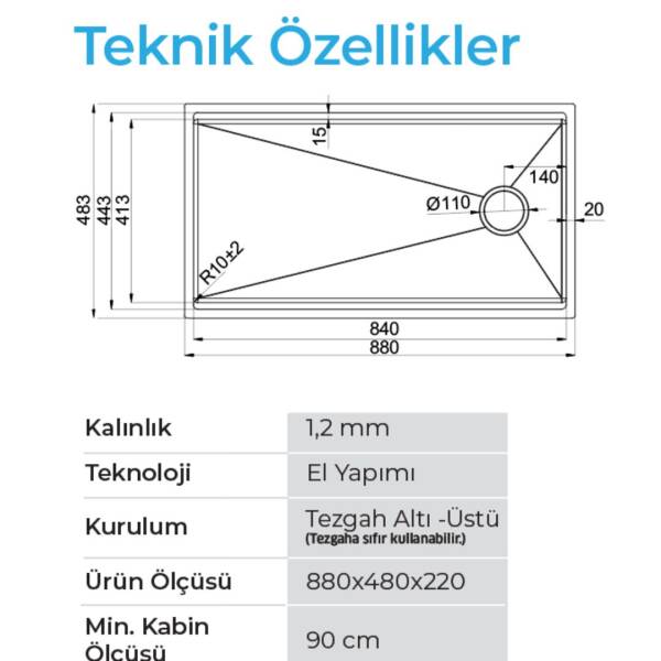 Crauf Vertice 4888 Eviye Füme Renk (530.1422.4888.24) - 2