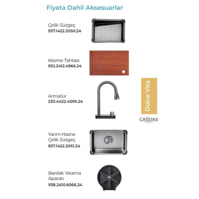 Crauf Dolce Vita 6370 Eviye Takım Füme Renk (530.2422.6370.24) - 4