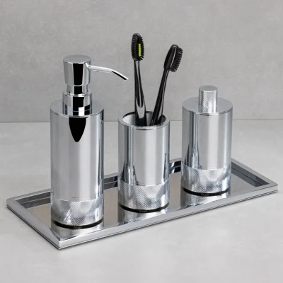 System 2006 Tezgah Üstü Tepsili Krom Banyo Seti