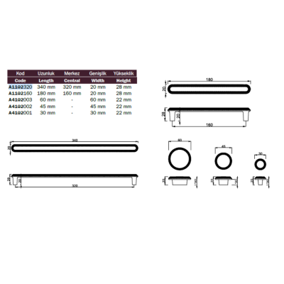Çebi Mobilya Kulbu Altın Renk 320 mm (A1102320111) - Çebi (1)