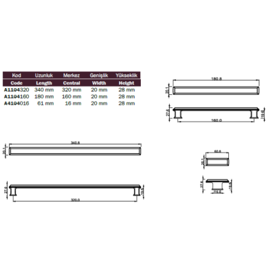 Çebi Mobilya Kulbu Fırçalı Antik 320mm (A1104320130) - Çebi (1)