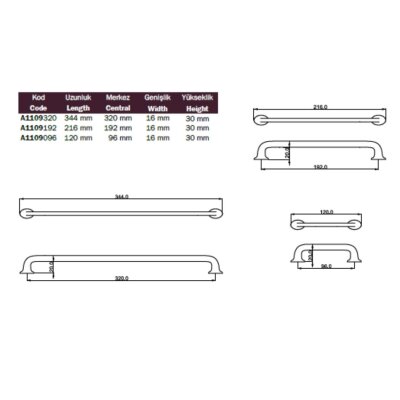Çebi Mobilya Kulbu Mat Sarı 320mm (A1109320235) - Çebi (1)