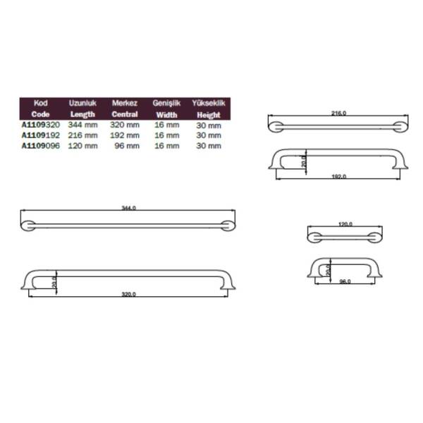 Çebi Mobilya Kulbu Mat Sarı 320mm (A1109320235) - 2