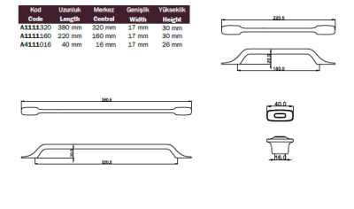 Çebi Mobilya Kulbu Altın Renk 160mm (A1111160111) - Çebi (1)
