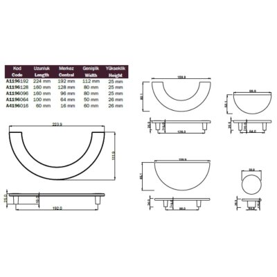Çebi Mobilya Kulbu Mat Siyah 96mm (A1196096 PC24) - Çebi (1)