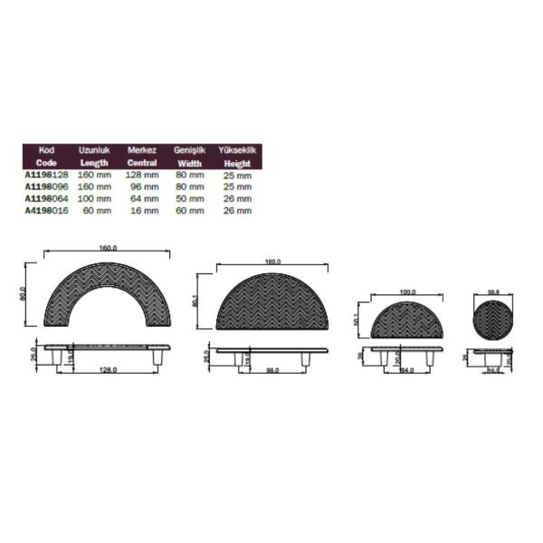 Çebi Dolap Kulbu Mat Antrasit 96mm (A1198096227) - 2