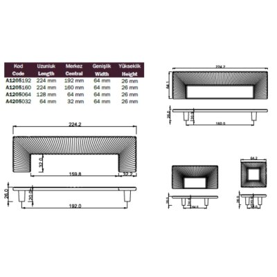 Çebi Mobilya Kulpu Altın Renk 160mm (A1205160111) - Çebi (1)