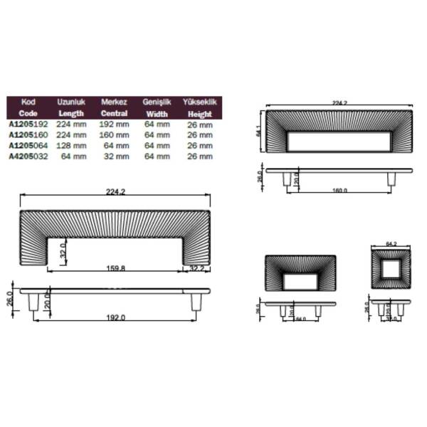 Çebi Mobilya Kulpu Altın Renk 160mm (A1205160111) - 2