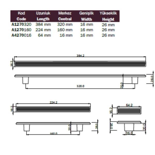 Çebi Mobilya Kulbu Krom Renk 160mm (A1270160102) - 2
