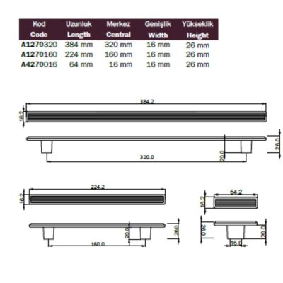 Çebi Mobilya Kulbu Krom Renk 320mm (A1270320102) - Çebi (1)