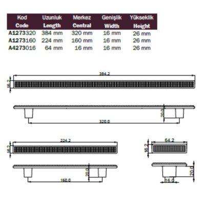 Çebi Mobilya Kulbu Mat Siyah Renk 320mm (A1273320 PC24) - Çebi (1)