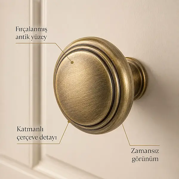 Çebi Düğme Mobilya Kulbu Fırçalanmış Antik Renk (A4236002130) - 3