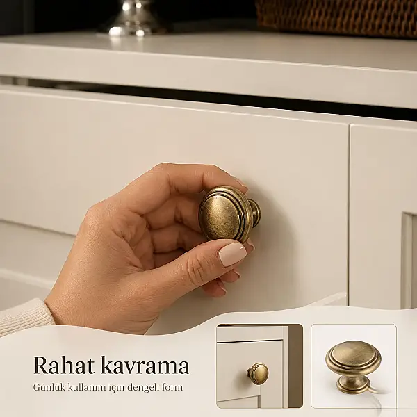 Çebi Düğme Mobilya Kulbu Fırçalanmış Antik Renk (A4236002130) - 6