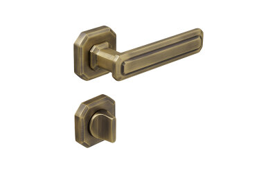 Çebi Kıng Modeli Kare Rozetli WC Kapı Kolu Fırçalanmış Antik Pirinç (A5101010 MP30) - Çebi