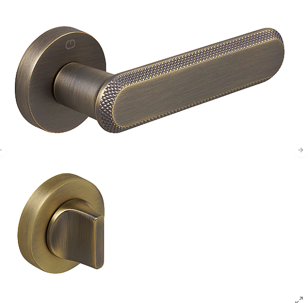 Nola Modeli Yuvarlak Rozetli WC Kapı Kolu Fırçalanmış Antik (A51029191130) - 1