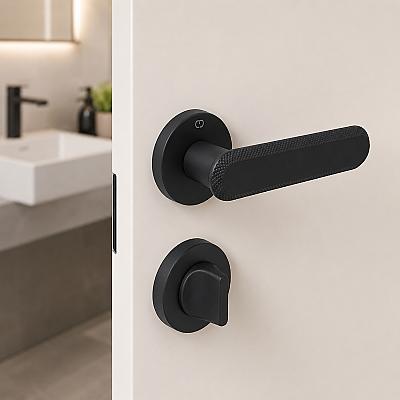 Çebi Nola Modeli Yuvarlak Rozetli Wc Kapı Kolu Mat Antrasit (A51029191227) - Çebi